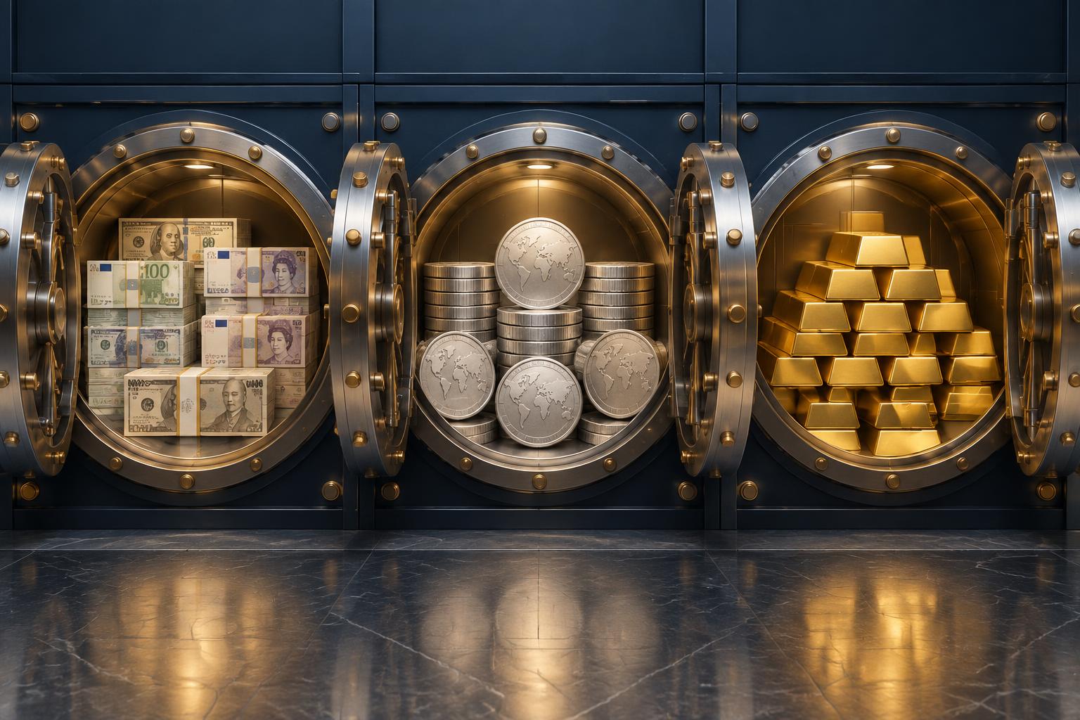 Diagram of a reserve portfolio split between foreign currency, special drawing rights and gold