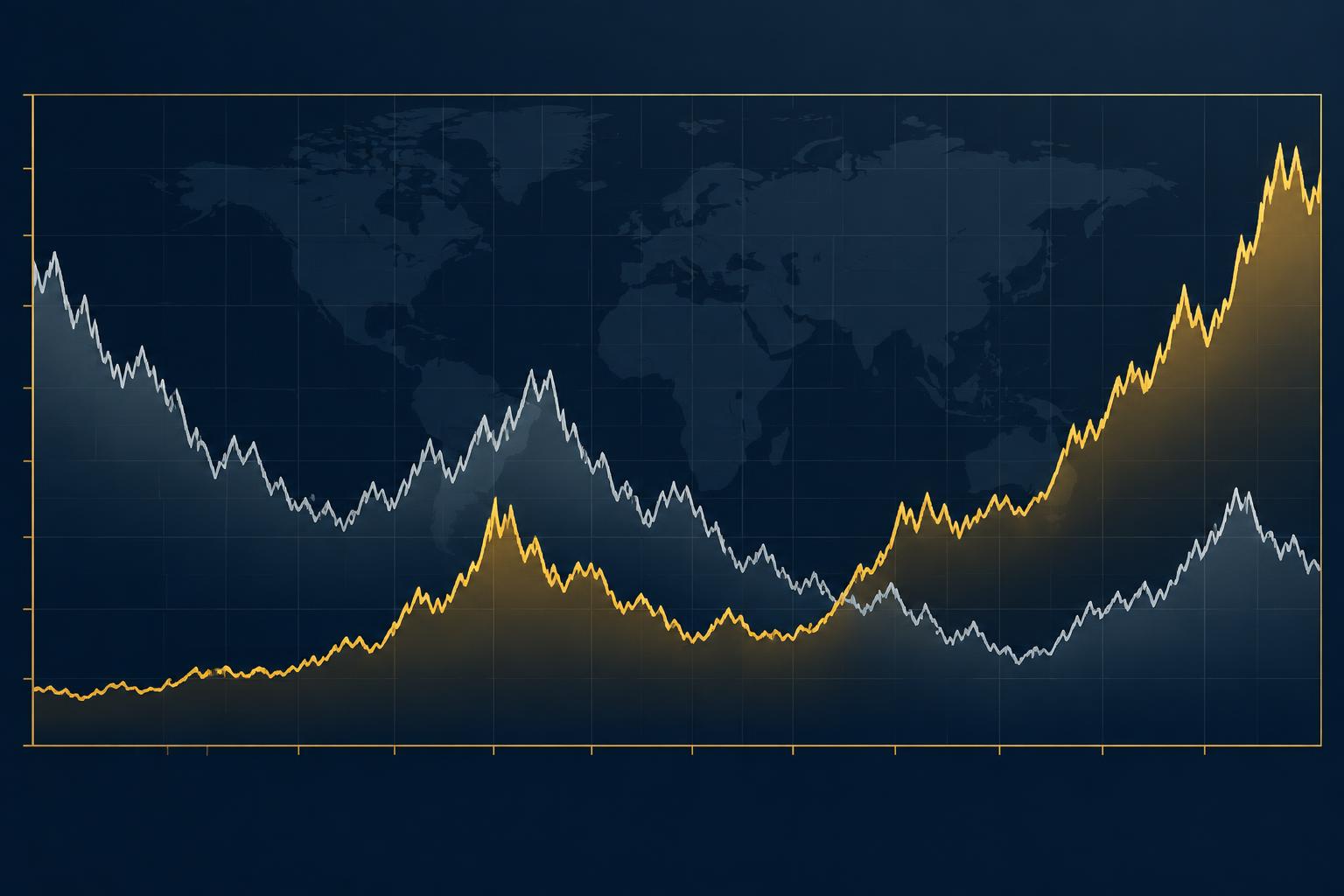 Chart pairing a trade-weighted dollar index with the gold price over several decades
