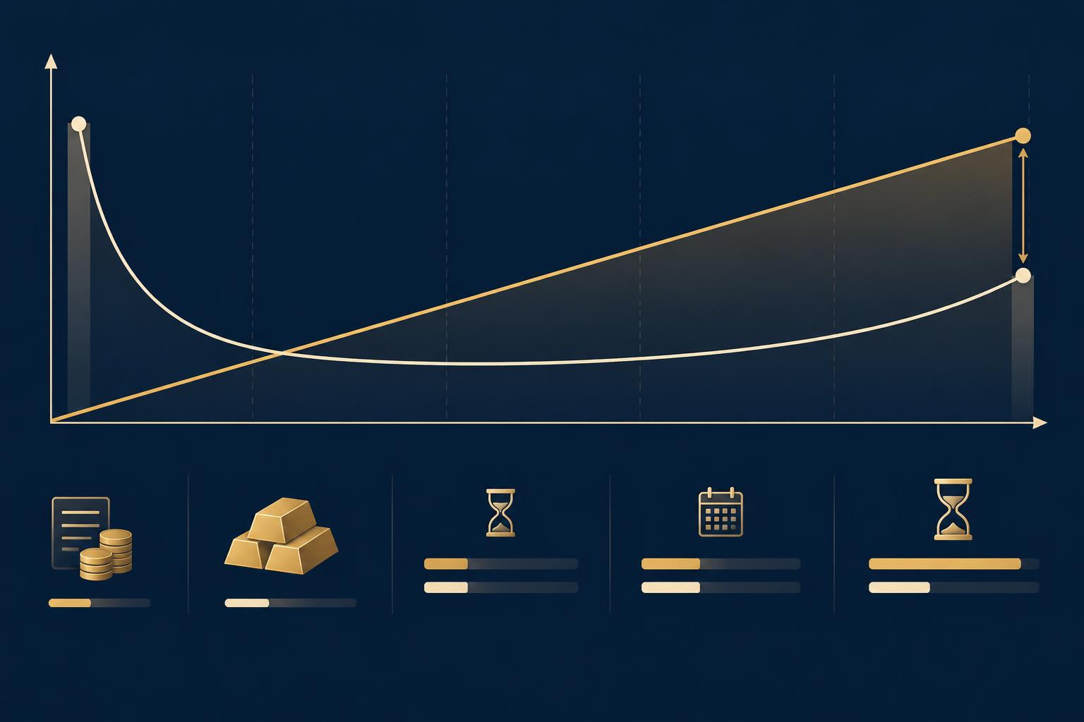 Chart comparing the cumulative cost of an annual expense ratio against a one-off premium and exit spread across holding periods