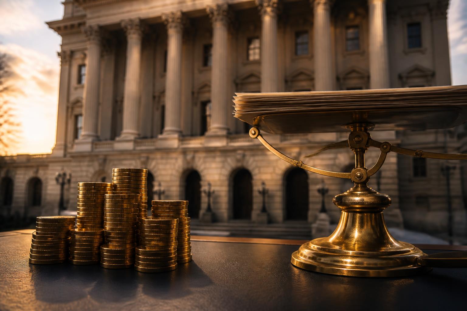 Gold coins beside tax documents