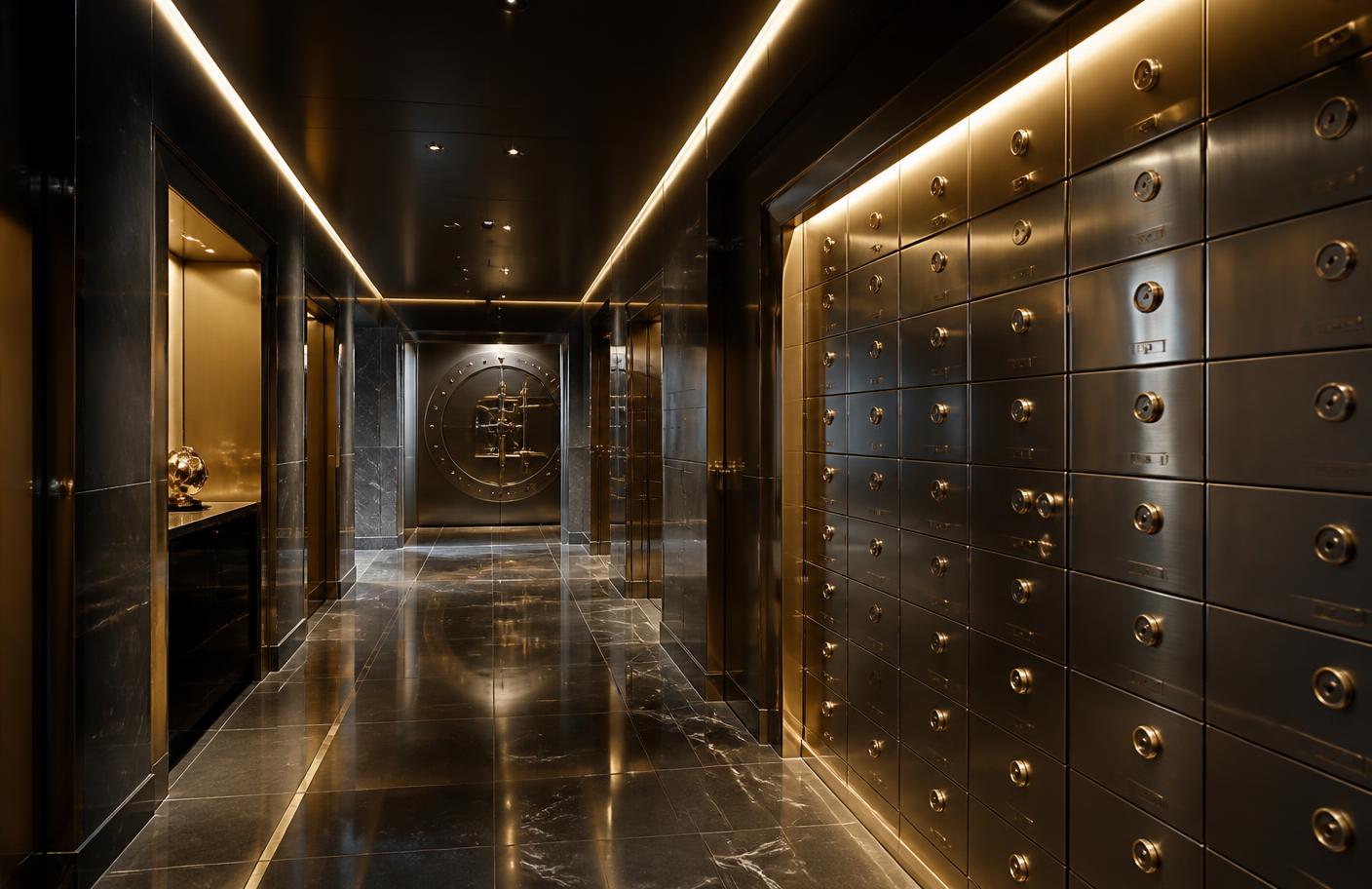 Interior of a modern high-security precious metals depository