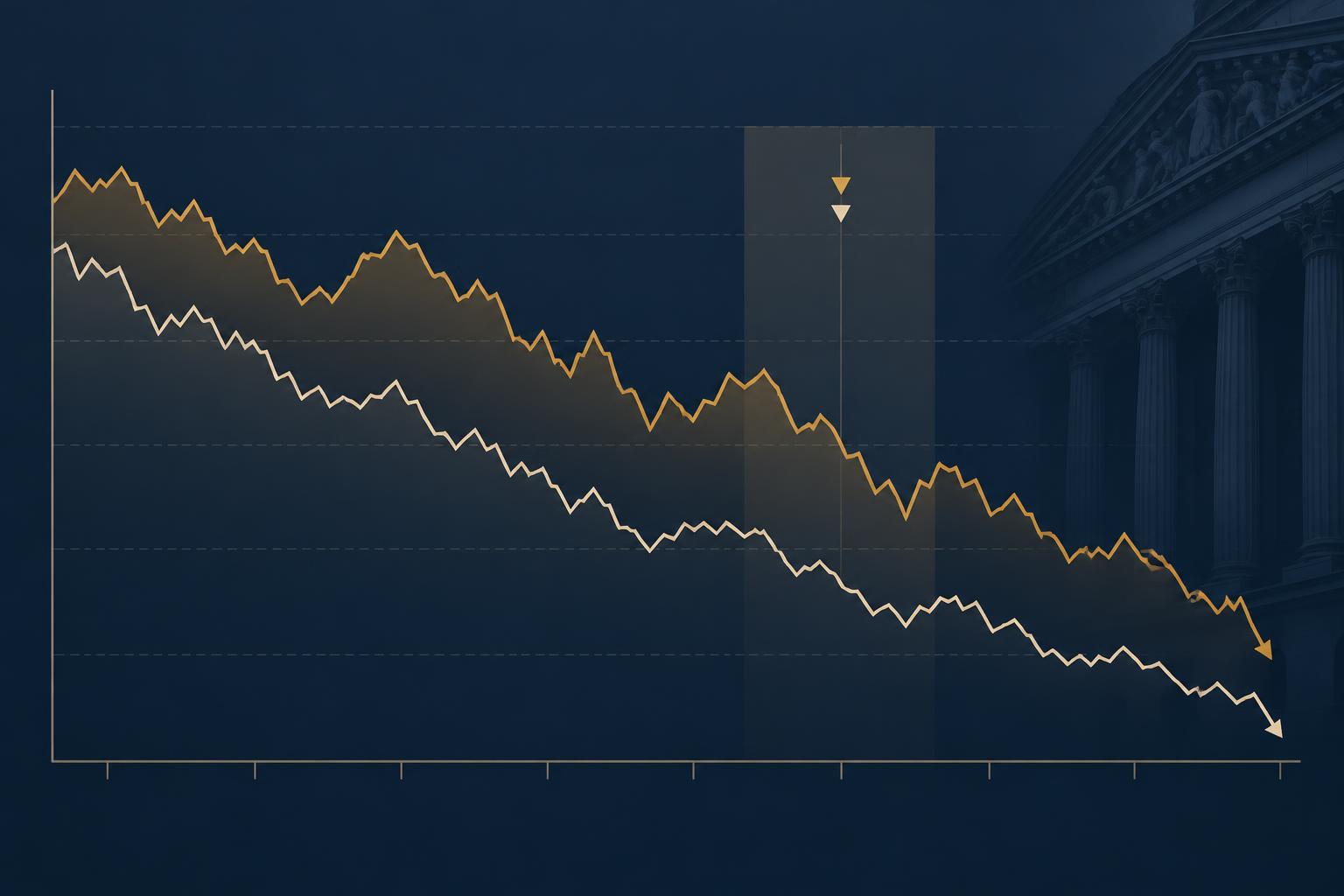 Line chart showing equity and bond indices declining in the same year