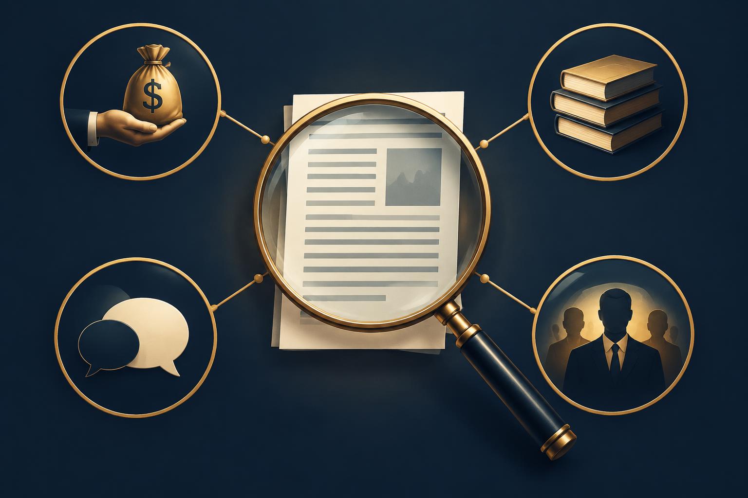 Illustration of four questions arranged as a checklist for evaluating any investment claim